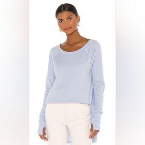 FREE PEOPLE | We The Free Snowy Thermal Blue Waffle Knit Top | Extra Small